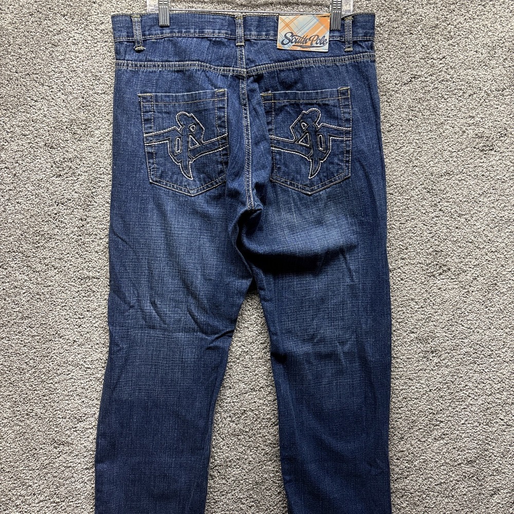 Vintage Y2K Southpole Jeans Mens 36x31 Blue Embroidered Skate Hip Hop 90s